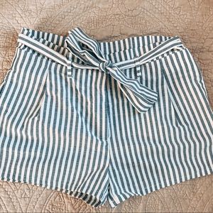 Striped Paper Bag Shorts